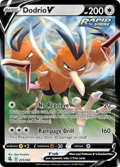 Dodrio V 201/264 Rare Holo V card from Fusion Strike