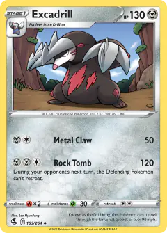 Excadrill 183/264 Uncommon card from Fusion Strike