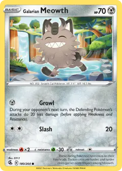 Galarian Meowth 180/264 Common card from Fusion Strike