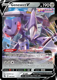Genesect V 185/264 Rare Holo V card from Fusion Strike