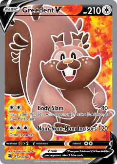 Greedent V 256/264 Rare Ultra card from Fusion Strike