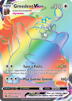 Greedent VMAX 272/264 Rare Rainbow card from Fusion Strike