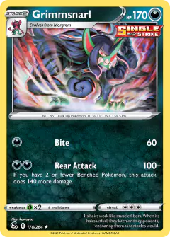 Grimmsnarl 178/264 Rare Holo card from Fusion Strike