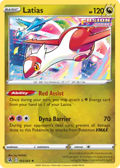 Latias 193/264 Rare card from Fusion Strike