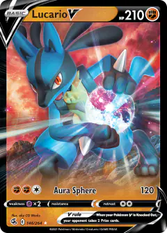 Lucario V 146/264 Rare Holo V card from Fusion Strike