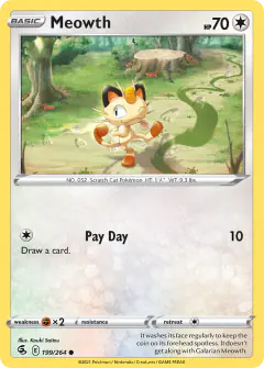 Meowth 199/264 Common card from Fusion Strike
