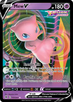 Mew V 113/264 Rare Holo V card from Fusion Strike