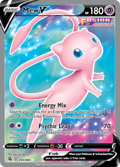Mew V 250/264 Rare Ultra card from Fusion Strike