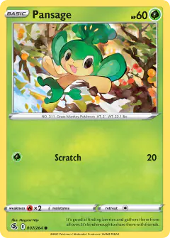 Pansage 007/264 Common card from Fusion Strike