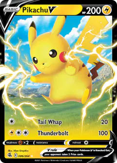 Pikachu V 086/264 Rare Holo V card from Fusion Strike