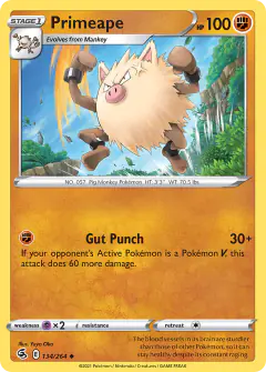 Primeape 134/264 Uncommon card from Fusion Strike