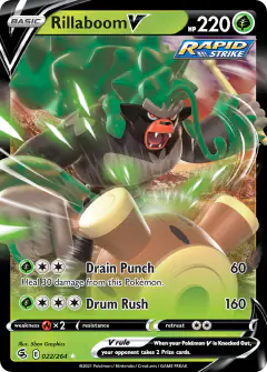 Rillaboom V 022/264 Rare Holo V card from Fusion Strike