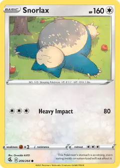 Snorlax 206/264 Common card from Fusion Strike