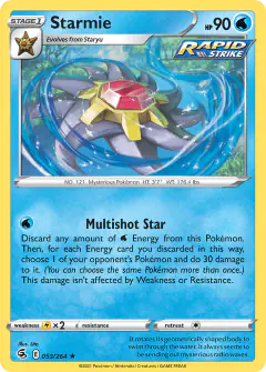 Starmie 053/264 Rare Holo card from Fusion Strike