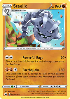 Steelix 139/264 Rare Holo card from Fusion Strike