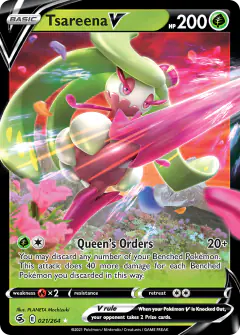 Tsareena V 021/264 Rare Holo V card from Fusion Strike