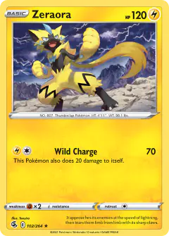 Zeraora 102/264 Rare card from Fusion Strike