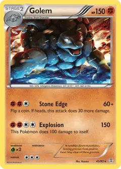 Golem 45/83 Rare Holo card from Generations
