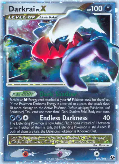 Darkrai LV.X 104/106 Rare Holo LV.X card from Great Encounters
