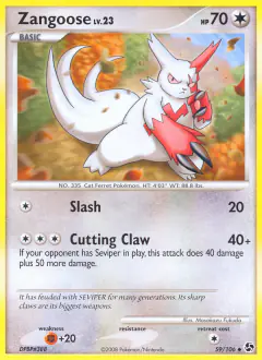 Zangoose 59/106 Uncommon card from Great Encounters