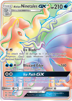 Alolan Ninetales-GX 150/145 Rare Rainbow card from Guardians Rising