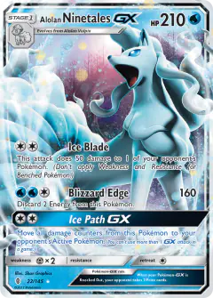 Alolan Ninetales-GX 22/145 Rare Holo GX card from Guardians Rising
