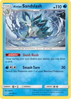 Alolan Sandslash 20/145 Rare card from Guardians Rising
