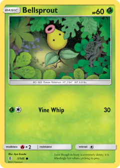 Bellsprout 1/145 Common card from Guardians Rising