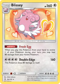 Blissey 102/145 Rare Holo card from Guardians Rising