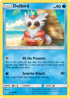 Delibird 26/145 Common card from Guardians Rising