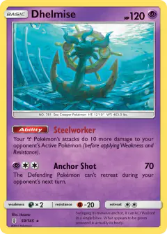 Dhelmise 59/145 Rare Holo card from Guardians Rising