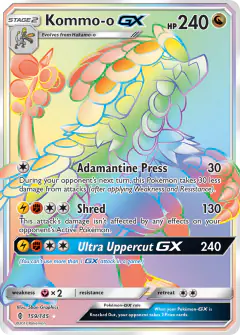 Kommo-o-GX 159/145 Rare Rainbow card from Guardians Rising
