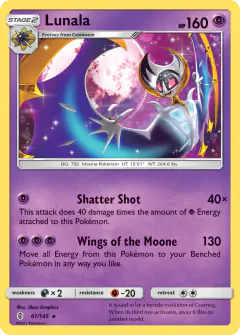 Lunala 61/145 Rare card from Guardians Rising