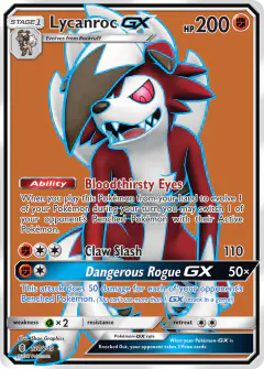 Lycanroc-GX 138/145 Rare Ultra card from Guardians Rising