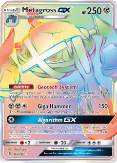 Metagross-GX 157/145 Rare Rainbow card from Guardians Rising