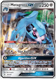 Metagross-GX 85/145 Rare Holo GX card from Guardians Rising