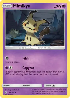 Mimikyu 58/145 Rare Holo card from Guardians Rising