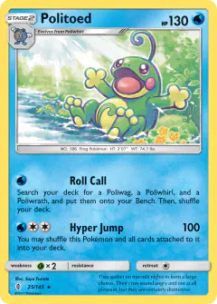 Politoed 25/145 Rare Holo card from Guardians Rising