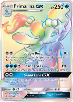 Primarina-GX 149/145 Rare Rainbow card from Guardians Rising