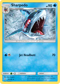 Sharpedo 28/145 Rare card from Guardians Rising