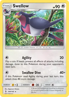 Swellow 104/145 Rare card from Guardians Rising