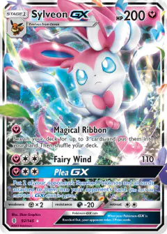 Sylveon-GX 92/145 Rare Holo GX card from Guardians Rising