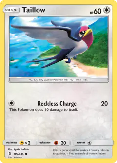 Taillow 103/145 Common card from Guardians Rising