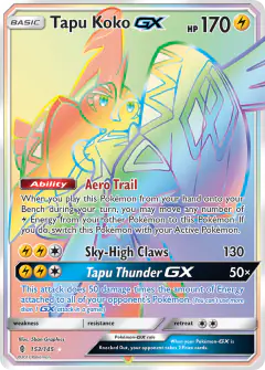 Tapu Koko-GX 153/145 Rare Rainbow card from Guardians Rising