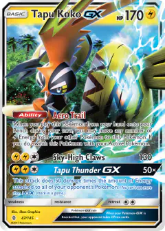 Tapu Koko-GX 47/145 Rare Holo GX card from Guardians Rising