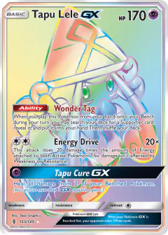 Tapu Lele-GX 155/145 Rare Rainbow card from Guardians Rising