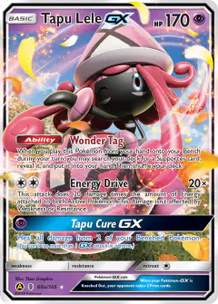 Tapu Lele-GX 60a/145 Rare Holo GX card from Guardians Rising