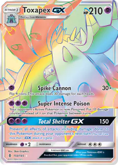 Toxapex-GX 154/145 Rare Rainbow card from Guardians Rising