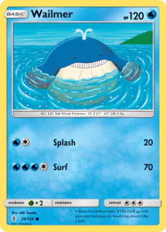 Wailmer 29/145 Common card from Guardians Rising