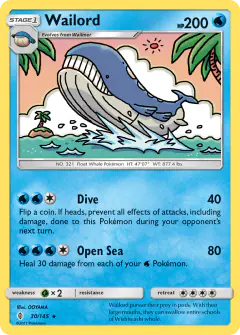 Wailord 30/145 Rare card from Guardians Rising